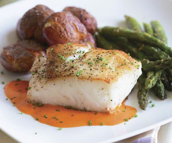 Walnut-Parmesan Crusted Sea Bass